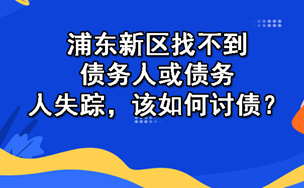 浦东新区找不到债务人或债务人失踪，该如何讨债？