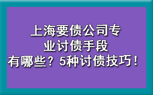 上海要债公司专业讨债手段有哪些？5种讨债技巧！