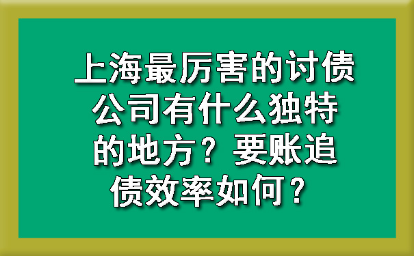 上海最厉害的讨债公司有什么独特的地方？要账追债效率如何？