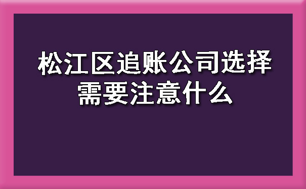 松江区追账公司选择需要注意什么